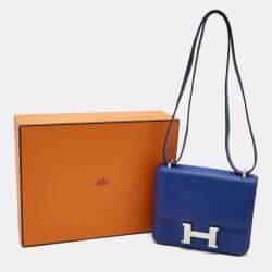 Pre Owned Hermès Bleu Electric Swift Leather Palladium Hardware Constance 18 Bag
