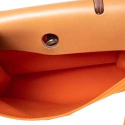 مملوكة مسبقًا Hermes Orange/Natural Canvas and Leather Herbag Zip PM Bag