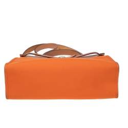 مملوكة مسبقًا Hermes Orange/Natural Canvas and Leather Herbag Zip PM Bag