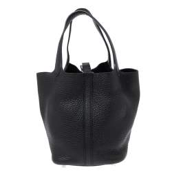 Pre Owned Hermes Black Clemence Leather Picotin Lock 18 Bag