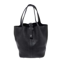 Pre Owned Hermes Black Clemence Leather Picotin Lock 18 Bag