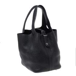 Pre Owned Hermes Black Clemence Leather Picotin Lock 18 Bag