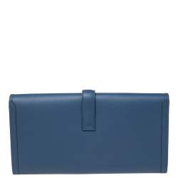 Pre Owned Hermés Bleu Agate Swift Leather Elan Jige 29 Clutch