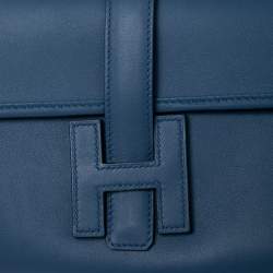 Pre Owned Hermés Bleu Agate Swift Leather Elan Jige 29 Clutch