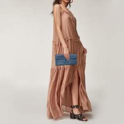 Pre Owned Hermés Bleu Agate Swift Leather Elan Jige 29 Clutch