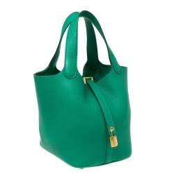 مملوكة مسبقًا حقيبة هيرمس بيكوتين لوك 18 جلد توغو أخضر نعناعي