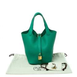 مملوكة مسبقًا حقيبة هيرمس بيكوتين لوك 18 جلد توغو أخضر نعناعي