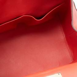 Pre Owned Hermes Rouge Tomate Evercolor Leather Gold Plated Toolbox 20 Bag