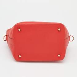 Pre Owned Hermes Rouge Tomate Evercolor Leather Gold Plated Toolbox 20 Bag