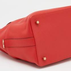Pre Owned Hermes Rouge Tomate Evercolor Leather Gold Plated Toolbox 20 Bag