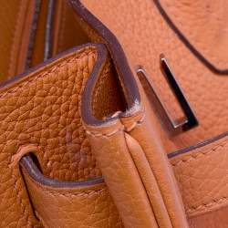 Hermès Orange Togo Leather Palladium Plated Birkin 40 Bag