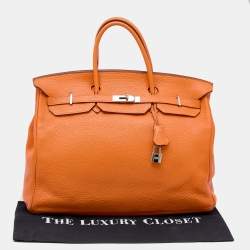 Hermès Orange Togo Leather Palladium Plated Birkin 40 Bag