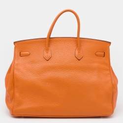 Hermès Orange Togo Leather Palladium Plated Birkin 40 Bag
