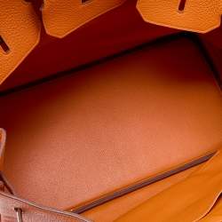 Hermès Orange Togo Leather Palladium Plated Birkin 40 Bag