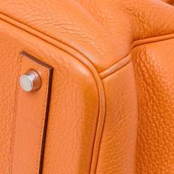 Hermès Orange Togo Leather Palladium Plated Birkin 40 Bag