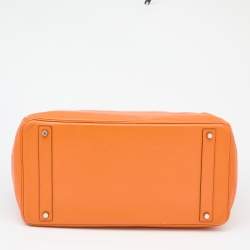 Hermès Orange Togo Leather Palladium Plated Birkin 40 Bag