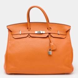 Hermes 40cm Orange H Togo Leather Birkin Bag with Palladium