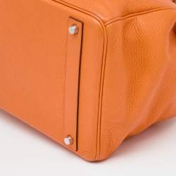 Hermès Orange Togo Leather Palladium Plated Birkin 40 Bag