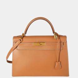 Hermes Natural Vache Sellier Leather Kelly 32 GHW Bag