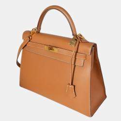 Hermes Natural Vache Sellier Leather Kelly 32 GHW Bag