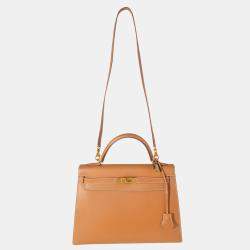 Hermes Natural Vache Sellier Leather Kelly 32 GHW Bag