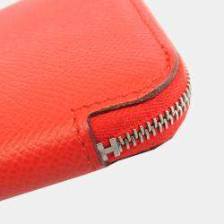 Pre Owned Hermes Azap Long Silk In Women's Epsom Leather Wallet (bi-fold) Red Col BF542300