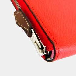Pre Owned Hermes Azap Long Silk In Women's Epsom Leather Wallet (bi-fold) Red Col BF542300