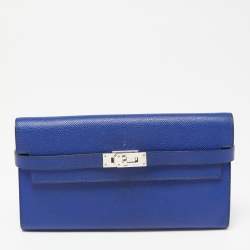 Hermes Blue Electric Epsom Leather Kelly Classic Wallet
