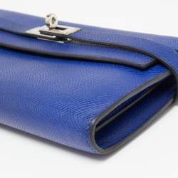 Hermes Blue Electric Epsom Leather Kelly Classic Wallet