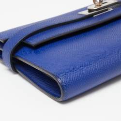 Hermes Blue Electric Epsom Leather Kelly Classic Wallet