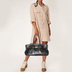 Hermes Black Clemence Leather Gold Finish Shoulder Birkin JPG 42 Bag