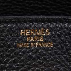 Hermes Black Clemence Leather Gold Finish Shoulder Birkin JPG 42 Bag