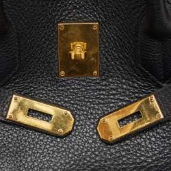 Hermes Black Clemence Leather Gold Finish Shoulder Birkin JPG 42 Bag