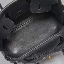 Hermes Black Clemence Leather Gold Finish Shoulder Birkin JPG 42 Bag