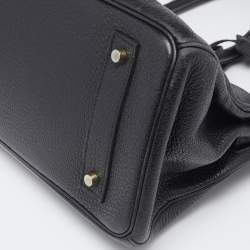 Hermes Black Clemence Leather Gold Finish Shoulder Birkin JPG 42 Bag