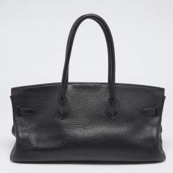 Hermes Black Clemence Leather Gold Finish Shoulder Birkin JPG 42 Bag