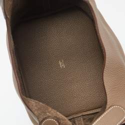 Pre Owned Hermes Taupe Clemence Leather Gold Finish Picotin Lock 22 Bag