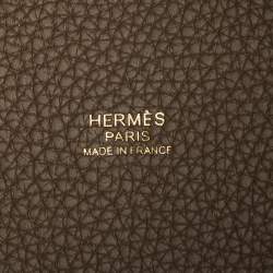Pre Owned Hermes Taupe Clemence Leather Gold Finish Picotin Lock 22 Bag