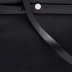 Pre Owned Hermes Noir Toil And Vache Hunter Leather Herbag Zip 39 Bag