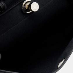 Pre Owned Hermes Noir Toil And Vache Hunter Leather Herbag Zip 39 Bag