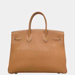 Pre Owned Hermes Birkin 35 handbag gold G metal fittings Togo H engraved