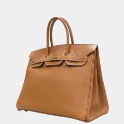Pre Owned Hermes Birkin 35 handbag gold G metal fittings Togo H engraved