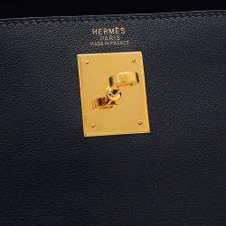 Pre Owned Hermes Kelly 32 Swift Navy â¡ H engraved handbag