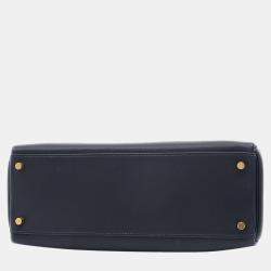 Pre Owned Hermes Kelly 32 Swift Navy â¡ H engraved handbag
