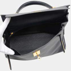 Pre Owned Hermes Kelly 32 Swift Navy â¡ H engraved handbag