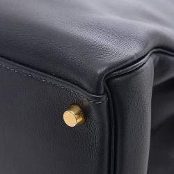 Pre Owned Hermes Kelly 32 Swift Navy â¡ H engraved handbag