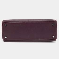 Hermes Violet Chevre de Coromandel Leather Palladium Plated Kelly 32 Bag
