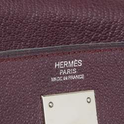 Hermes Violet Chevre de Coromandel Leather Palladium Plated Kelly 32 Bag