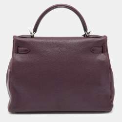 Hermes Violet Chevre de Coromandel Leather Palladium Plated Kelly 32 Bag