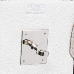 Hermes Gris Perle/Blanc/Mykonos Clemence And Lizard Club Birkin 35 Bag
